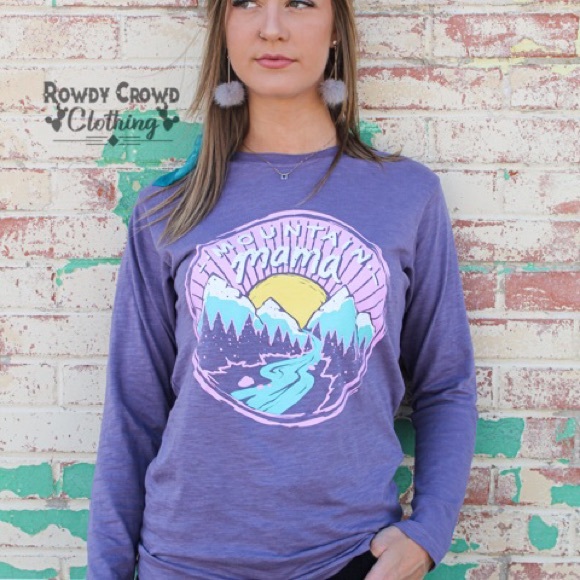 💜 PLUS SIZES💜Mountain Mama RowdyCrowd LongSleeve - Picture 3 of 6